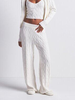 SKIMS Sweater Knit Straight Leg Pant - Ivory - Size Medium